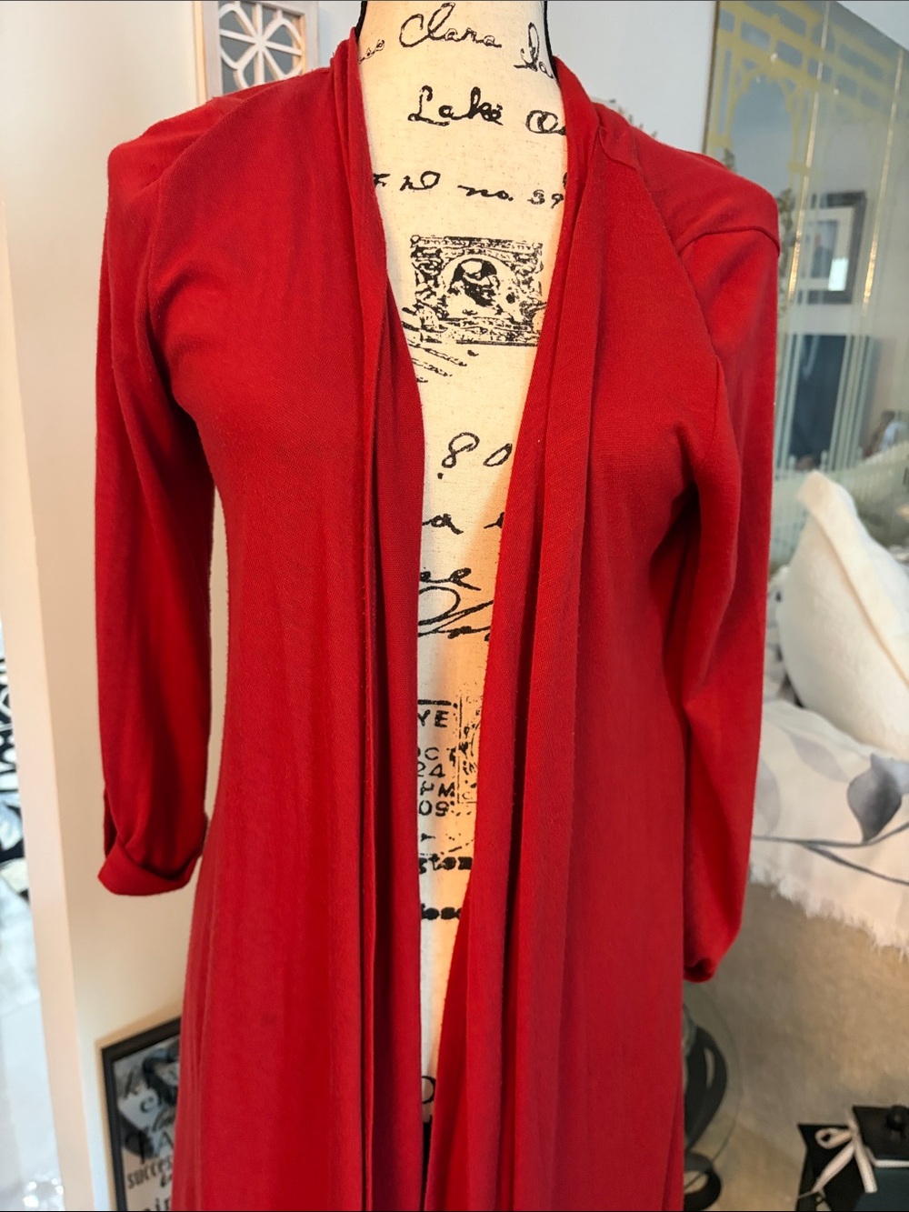 Style & Co. Rust Red Open-Front Long Cardigan - Picture 3 of 7